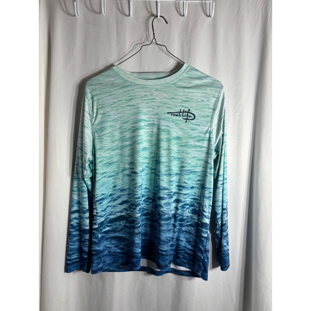 Reel Life‎ Men's Long Sleeve Water Wave Graphic T-Shirt L